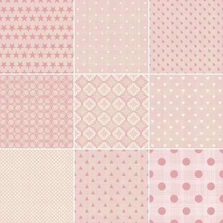 set of 9 seamless polka dot patterns in pastel girly colorsのイラスト素材