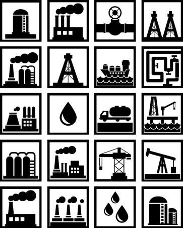 oil and gas related icons black on whiteのイラスト素材