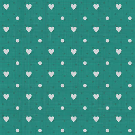 seamless hearts polka dot pattern with retro textureのイラスト素材