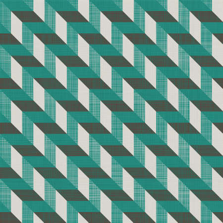 seamless retro pattern with diagonal green and grey lines and fabric background textureのイラスト素材