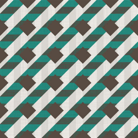 seamless retro pattern with diagonal green and grey lines and fabric background textureのイラスト素材