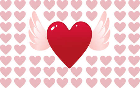 Valentine day heart with angel wingsのイラスト素材
