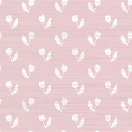 seamless doodle flowers pattern with pink fabric texture のイラスト素材