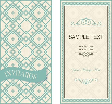 set of invitation cards on vintage geometric backgroundのイラスト素材