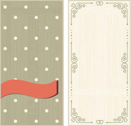 set of invitation cards on polka dots background with vintage frameのイラスト素材