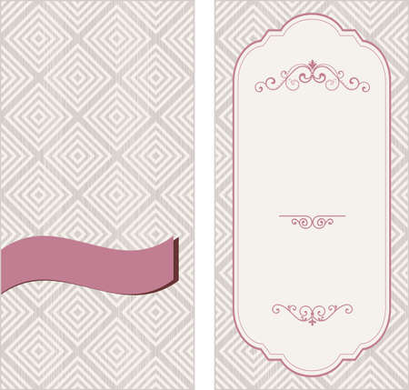 set of vintage cards with retro checkered seamless backgroundのイラスト素材