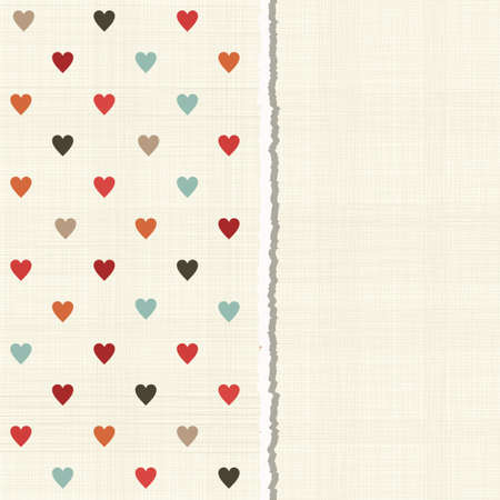 vintage card with colorful hearts on texture backgroundのイラスト素材