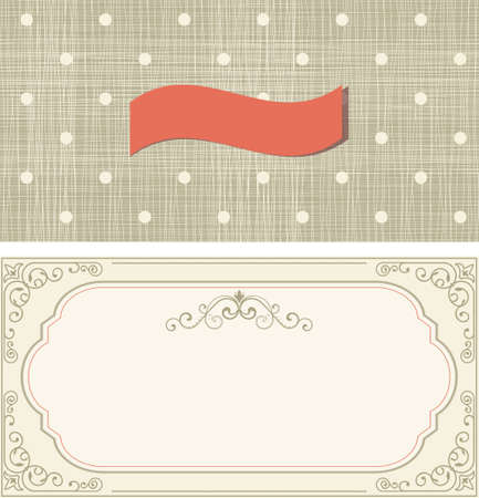 set of invitation cards on polka dots background with vintage frameのイラスト素材