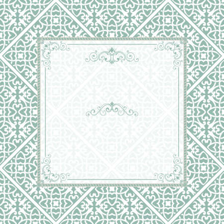 vintage frame on victorian seamless backgroundのイラスト素材