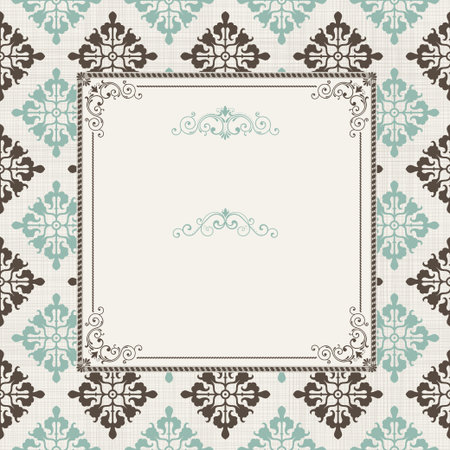 vintage frame on victorian seamless backgroundのイラスト素材
