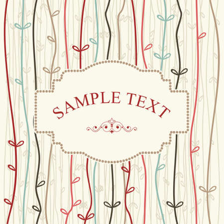 vintage frame on seamless colorful abstract pattern of pastel wavy vertical stripes.のイラスト素材