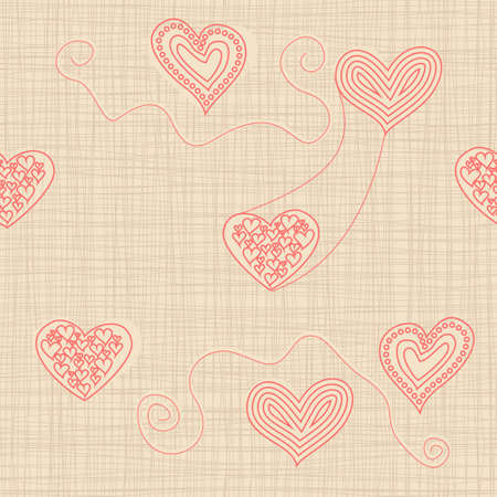 seamless pattern with doodle hearts on texture backgroundのイラスト素材