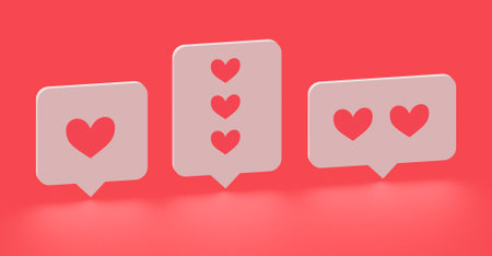 Heart shape design for love symbols. Hearts icon, 3d rendering design.の写真素材