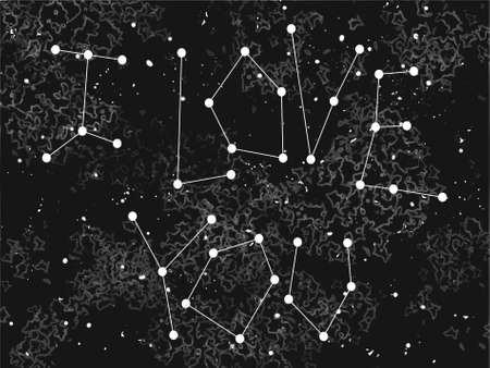 Phrase "I love you" in a form of constellation on the universe background. Isolated typography design element for greeting cards, posters and prints.のイラスト素材