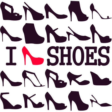 Poster "I love shoes"のイラスト素材