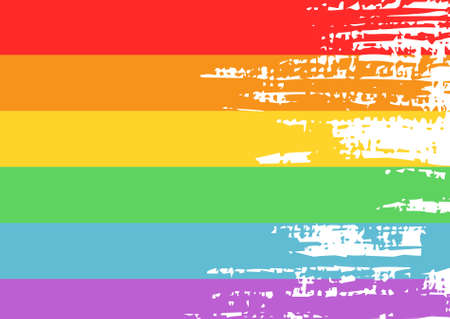 Poster with LGBT support symbol. Rainbow flag with brush traceのイラスト素材