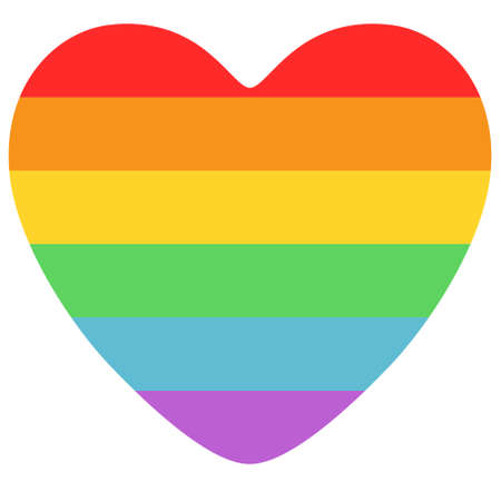 Poster with LGBT support symbol. Rainbow flat heart isolated on white background. Typography design element for posters, banners and prints devoted on LGBT theme.のイラスト素材