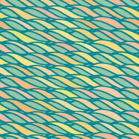 Decorative spiral seamless pattern. Endless illustration with yellow twisted horizontal rope...