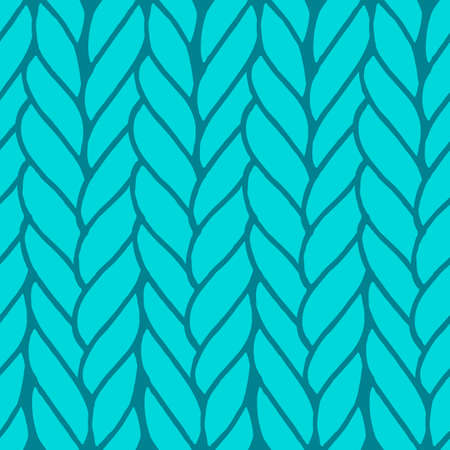 Decorative knitting braids seamless pattern. Endless hand drawn green stylized sweater fabric. Trendy stylish texture with rough edges. Perfect for fabric design, wallpaper, wrapping, backdropsのイラスト素材