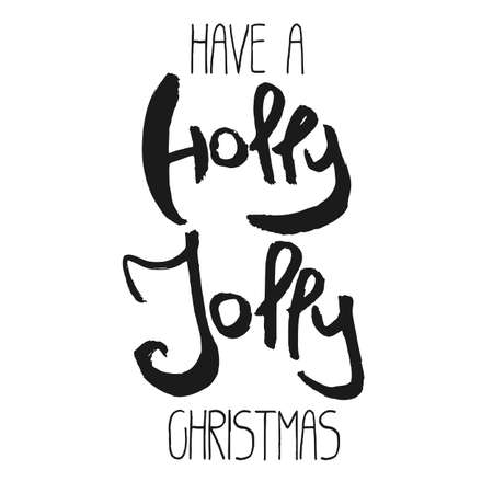 Decorative Xmas Lettering. Handwritten vector scalable design element. Modern ink calligraphy. Handdrawn black phrase isolated on white background. Perfect for Christmas decor, posters and cardsのイラスト素材