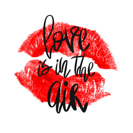 Romantic print with lettering and lipstick imprintのイラスト素材