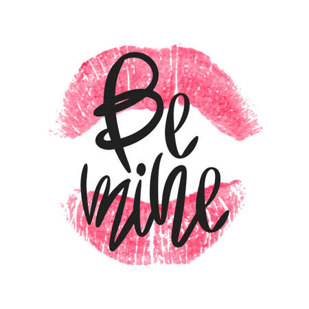 Romantic print with lettering and lipstick imprintのイラスト素材