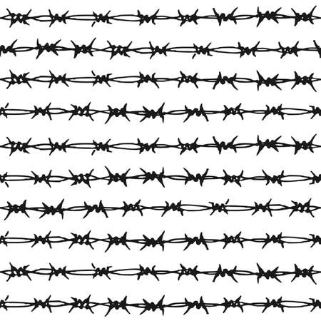Barbed wire Hand drawn seamless pattern.のイラスト素材