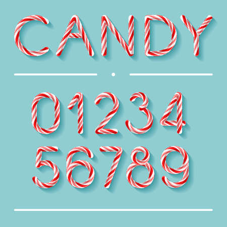 Candy Cane Font - Numbers Vector illustration.のイラスト素材