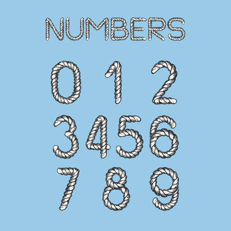Nautical Rope Numbers Vector illustration.のイラスト素材