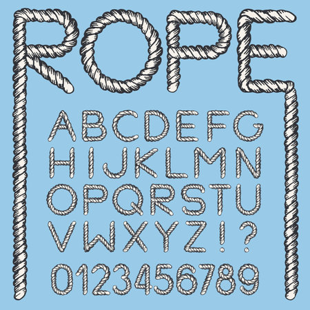 Nautical Rope Font Vector illustration.のイラスト素材