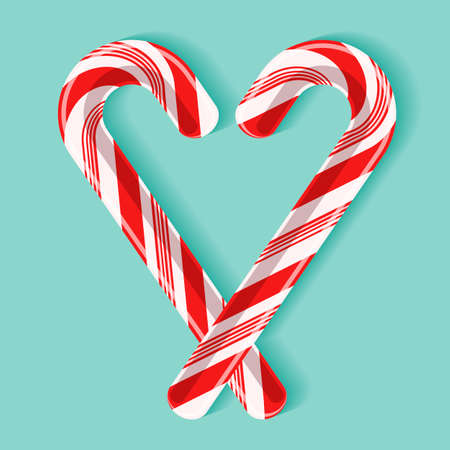 Bright poster with candy cane heart Vector illustration.のイラスト素材