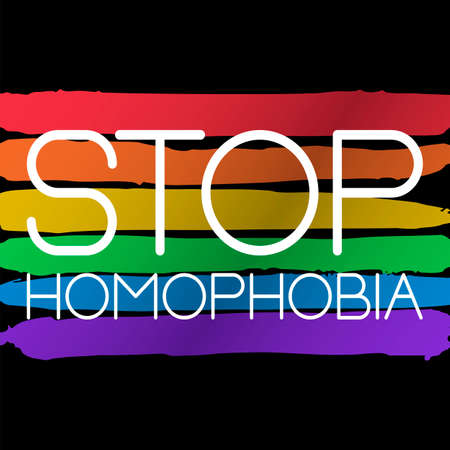 Conceptual poster with rainbow flag and letteringのイラスト素材