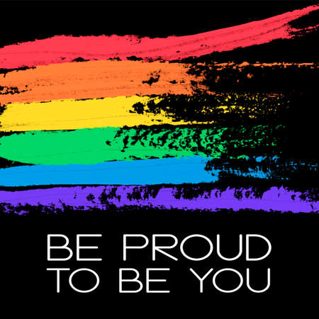 Conceptual poster with rainbow flag and letteringのイラスト素材