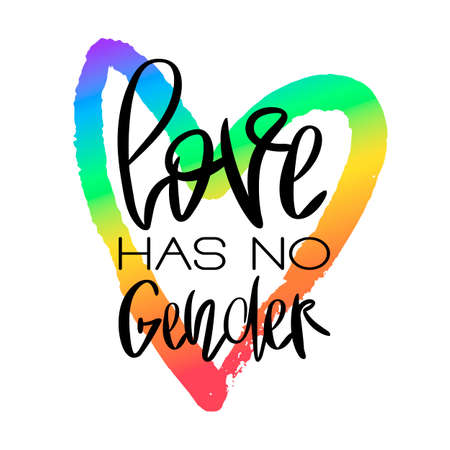 Conceptual poster with lettering and rainbow heartのイラスト素材