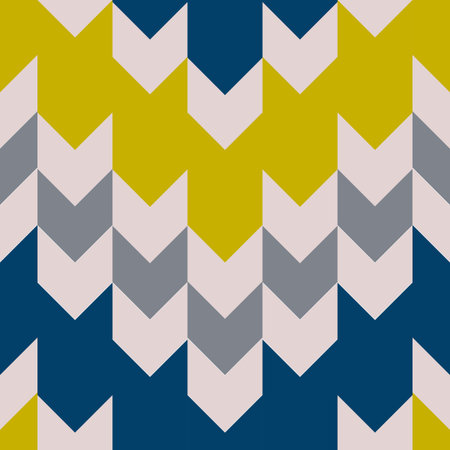 Seamless pattern with knitting texture. Blue, yellow and white fair isle ornament. Vector design for...