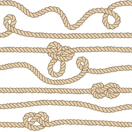 Vector endless nautical rope pattern, hand drawnのイラスト素材