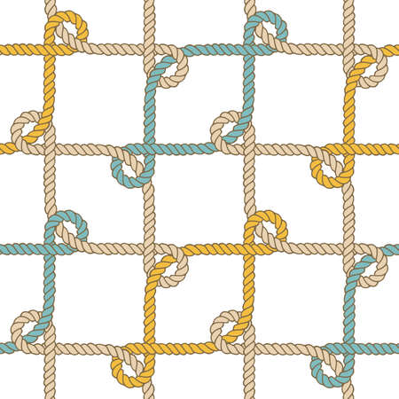 Seamless nautical rope pattern, beige on whiteのイラスト素材