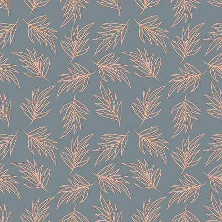 Seamless pattern with pink leaves. Pattern with leaves on a gray background. Design for paper, textile, fabric, interior decoration and other users.の写真素材