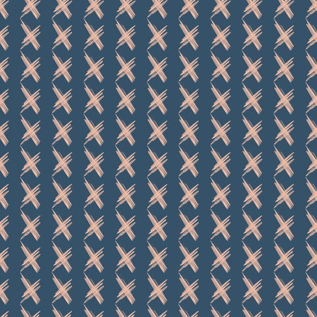 Ink abstract cross seamless pattern. Background with artistic strokes in black and white sketchy...