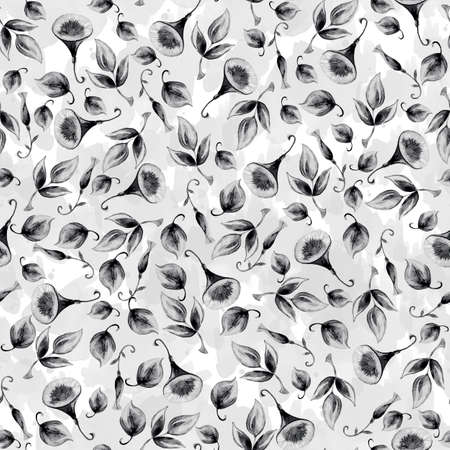 Floral Wallpaper with Realistic Flowers. Seamless Pattern with Wild Flowers and Ivy for Wallpaper Tablecloth Textile. trendy pattern.の写真素材