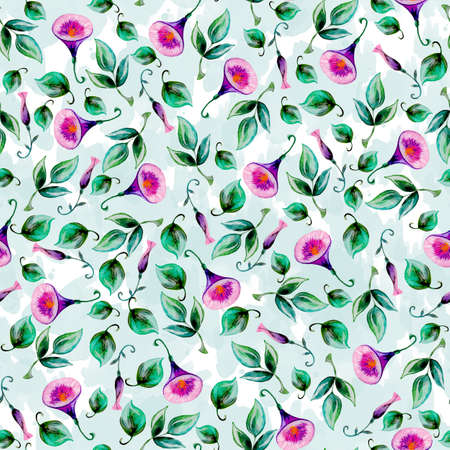 Floral Wallpaper with Realistic Flowers. Seamless Pattern with Wild Flowers and Ivy for Wallpaper Tablecloth Textile. trendy pattern.の写真素材