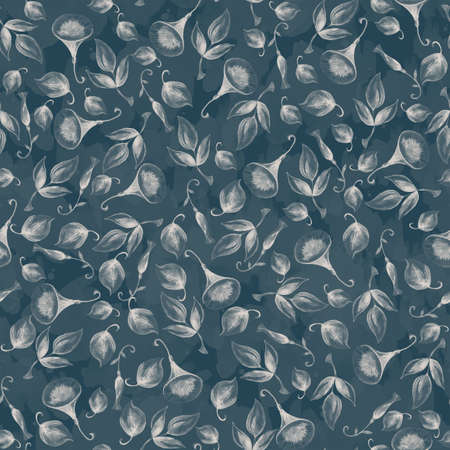 Floral Wallpaper with Realistic Flowers. Seamless Pattern with Wild Flowers and Ivy for Wallpaper Tablecloth Textile. trendy pattern.の写真素材