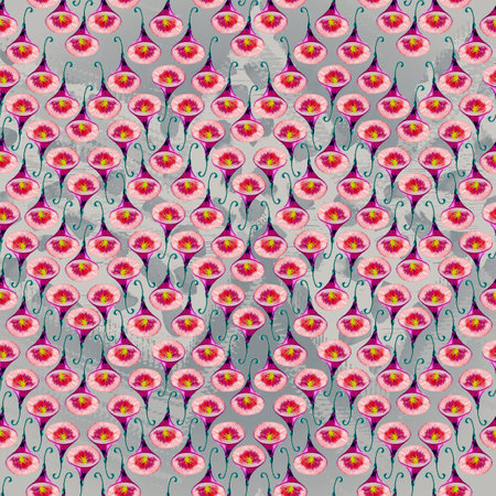 Floral Wallpaper with Realistic Flowers. Seamless Pattern with Wild Flowers and Ivy for Wallpaper Tablecloth Textile. trendy pattern.の写真素材