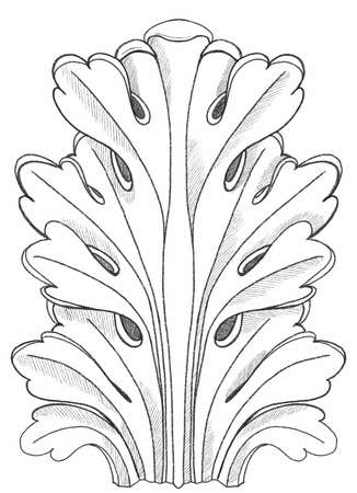 Ornate acanthus in vintage style. Vintage damask template with ornate acanthus. line art template.の写真素材