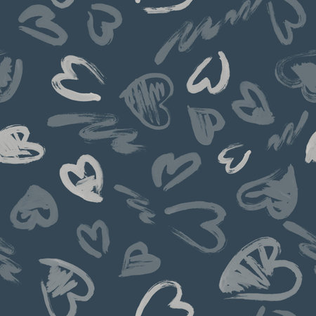 Seamless pattern with hand drawn grunge hearts. love background. Artistic fabric pattern....