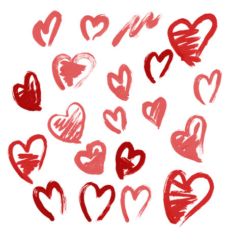 Hand drawn grunge set of hearts. love background. Valentine's day backgroundの写真素材