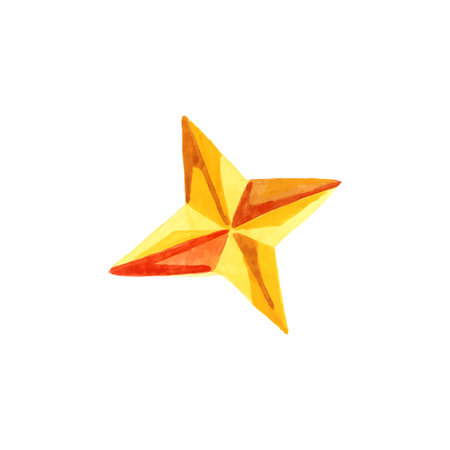 Yellow star icon watercolor illustration isolated on whiteのイラスト素材