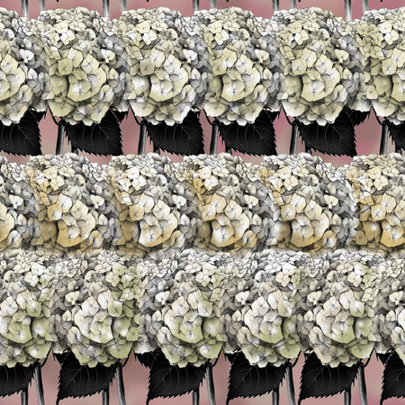 fabric pattern. Seamless floral background. Shabby chic style patterns with blooming hydrangea.