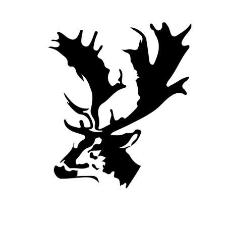 Black silhouette of deer head. Vector flat icon isolated on white background.のイラスト素材