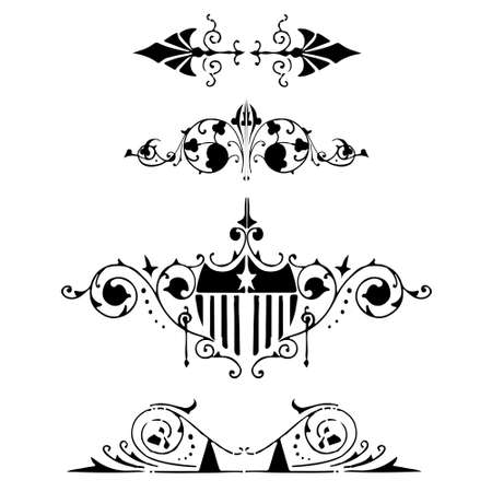 Ornaments with arabesque and interlacing patterns. Set of retro vintage design elementsのイラスト素材